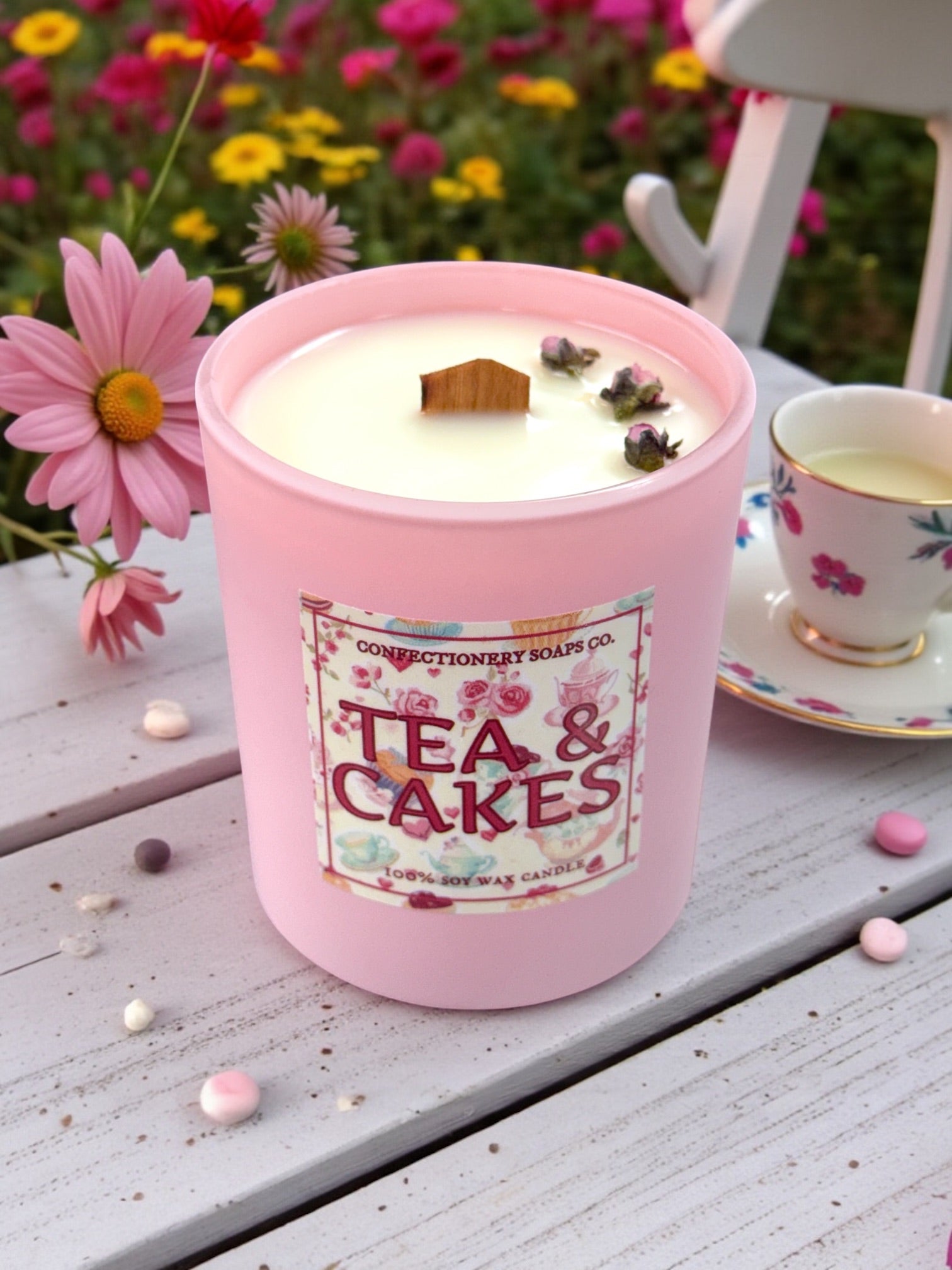 Tea & Cakes Pink Candle