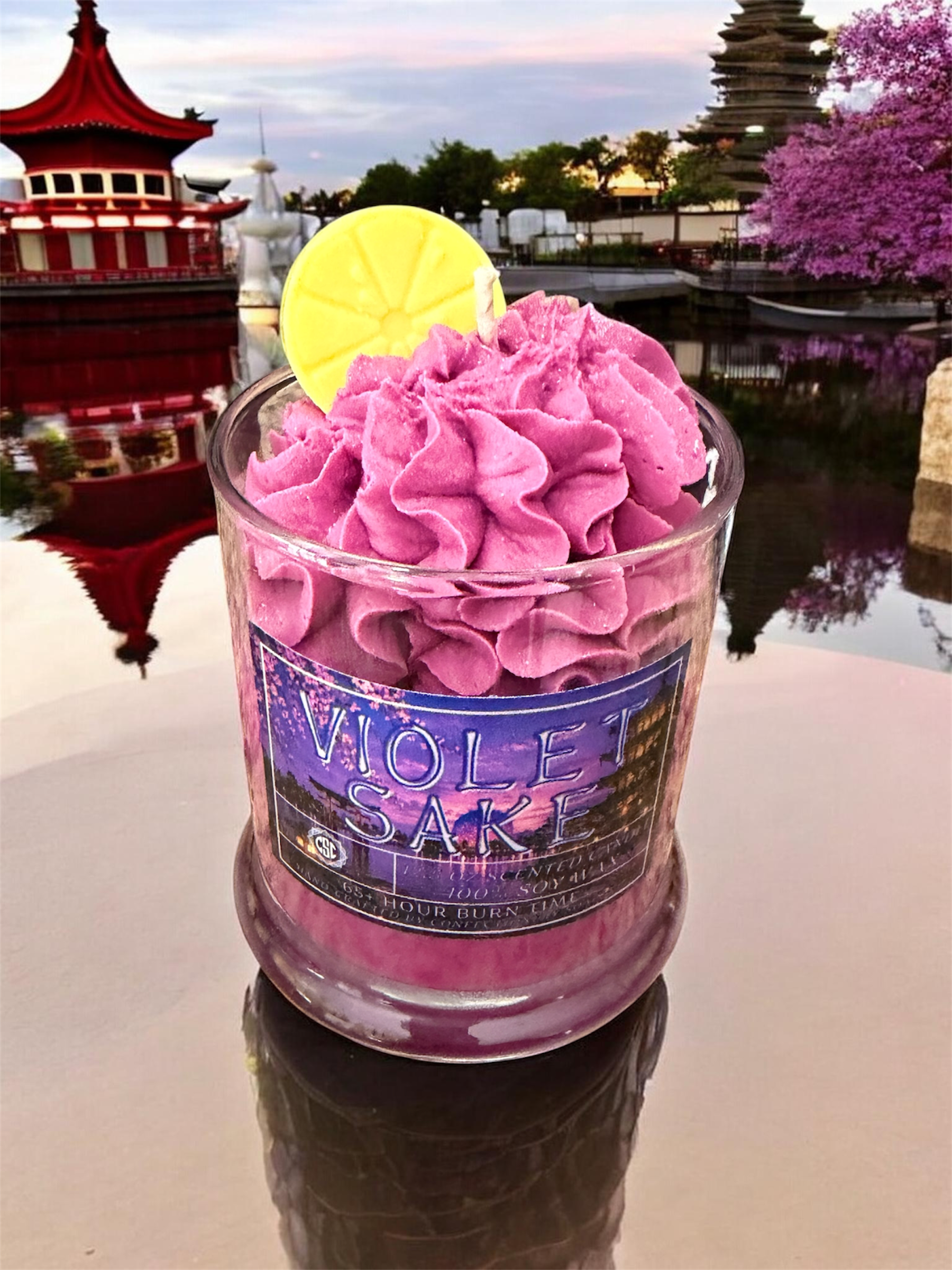 Violet Sake Specialty Glass Candle