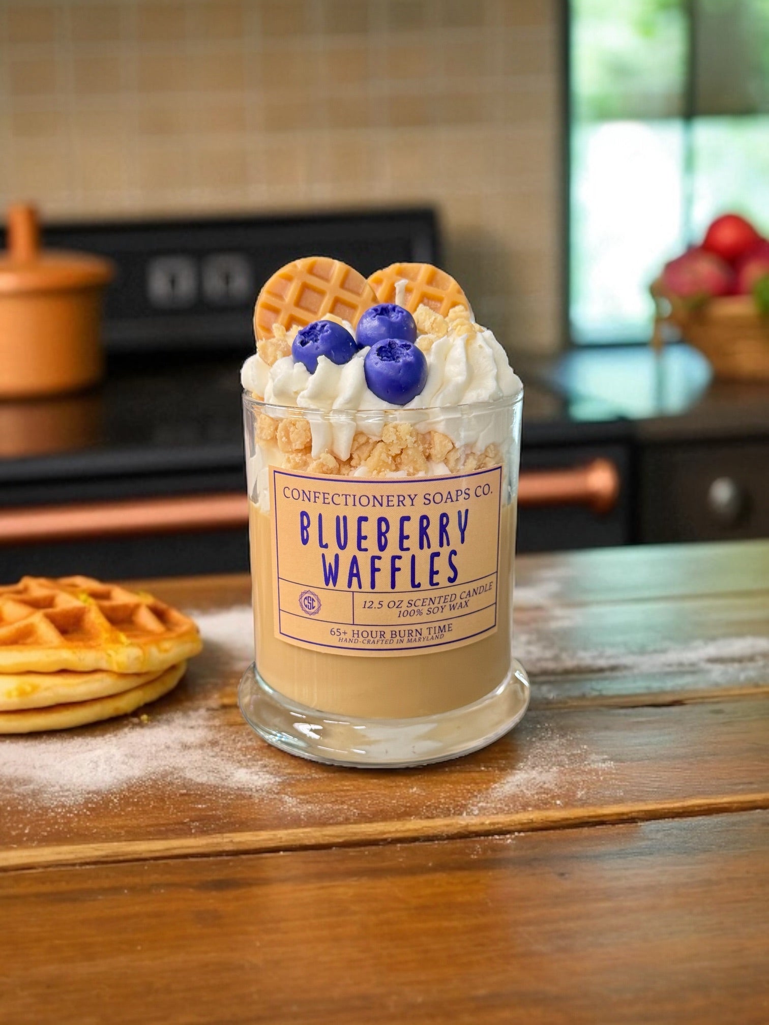 Blueberry Waffles Specialty Glass Candle