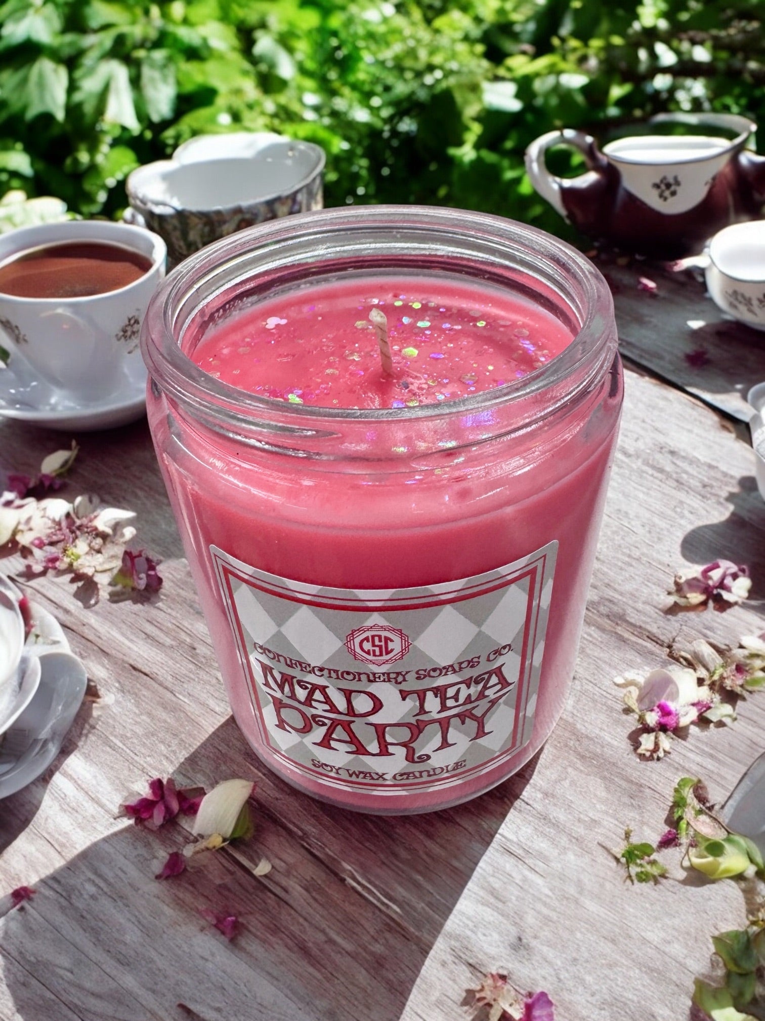 Mad Tea Party Glass Candle