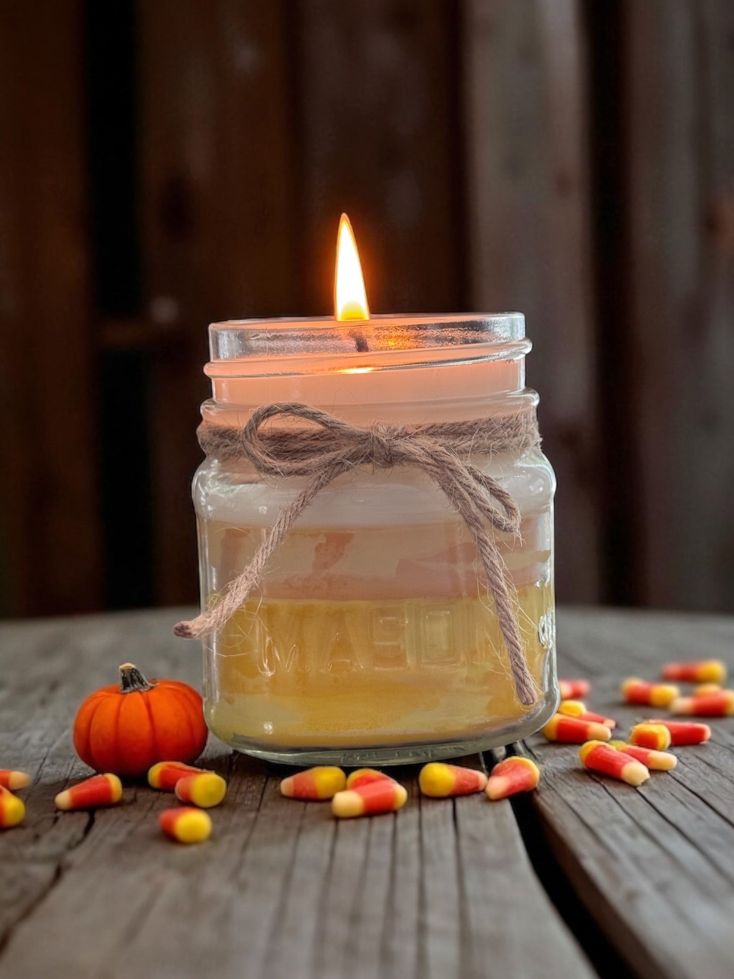 Candy Corn Mason Jar Candle