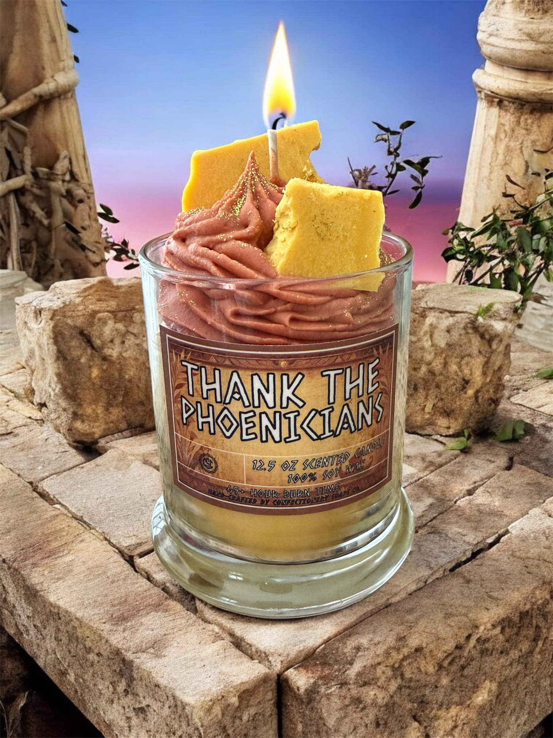 Thank The Phoenicians Specialty Glass Candle