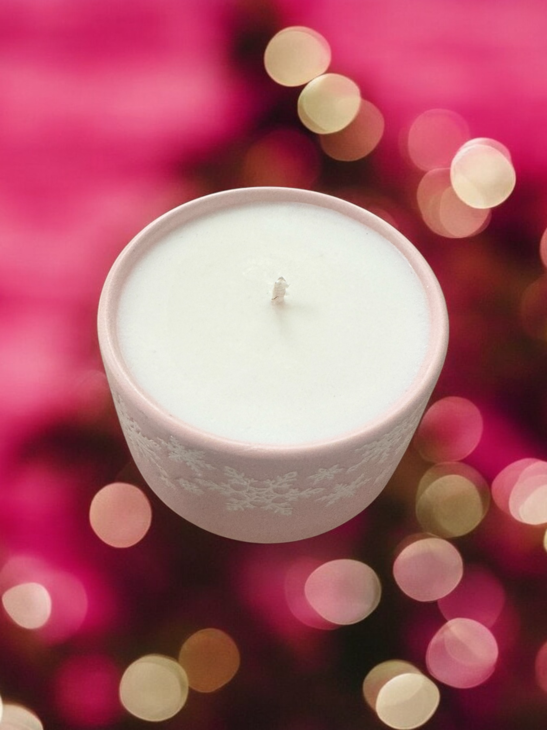 Pink Snowflake Candle