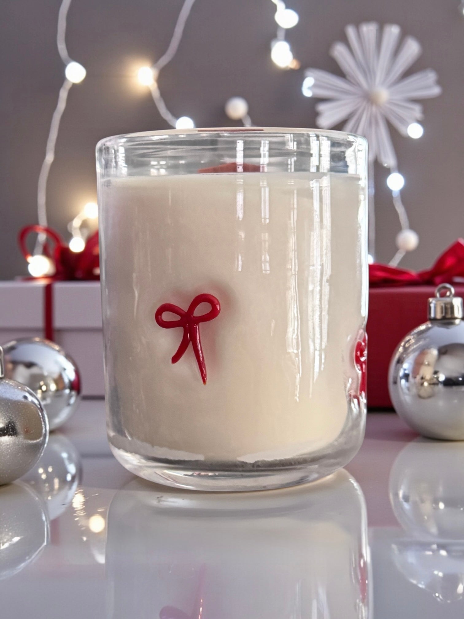 Christmas Bows Deco Candle